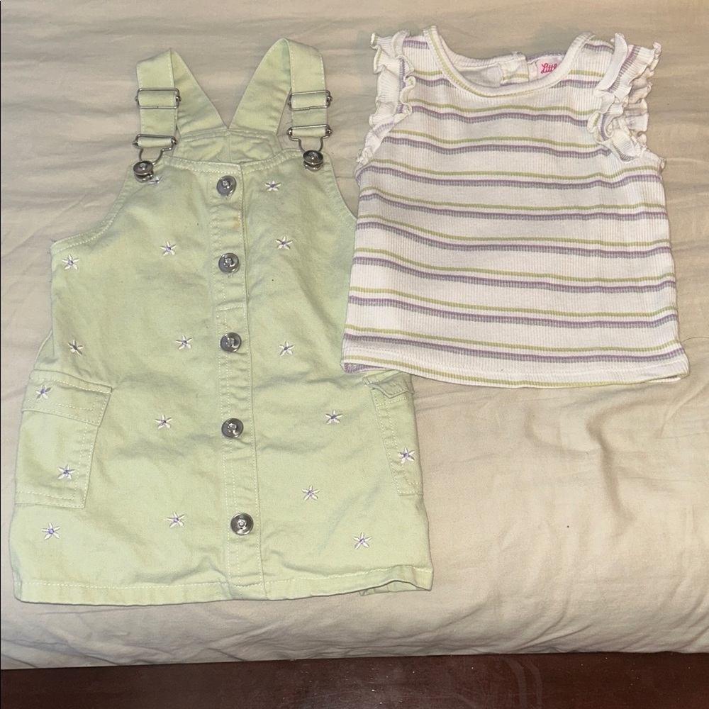 Green and White Kids Top Set